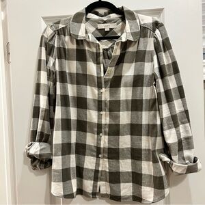 Loft Buffalo Plaid Flannel Blouse